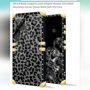 Black leopard print galaxy s 22 ultra case